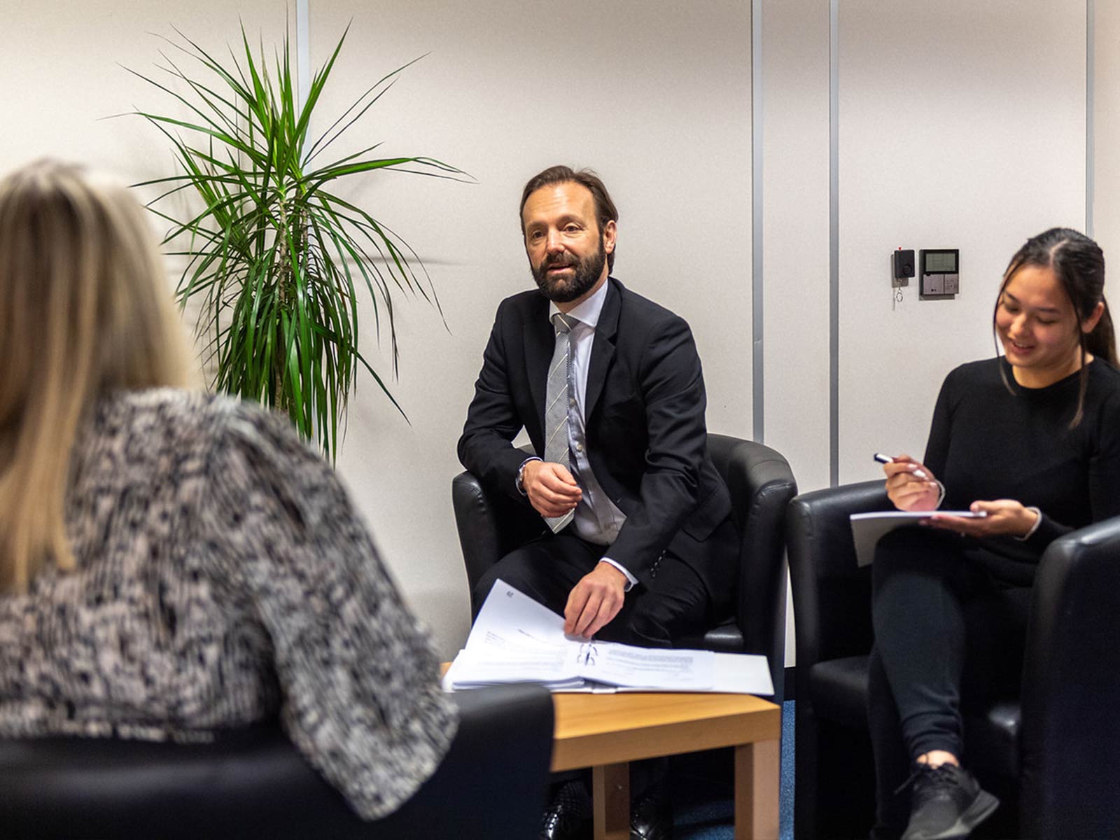 solicitors talking to client